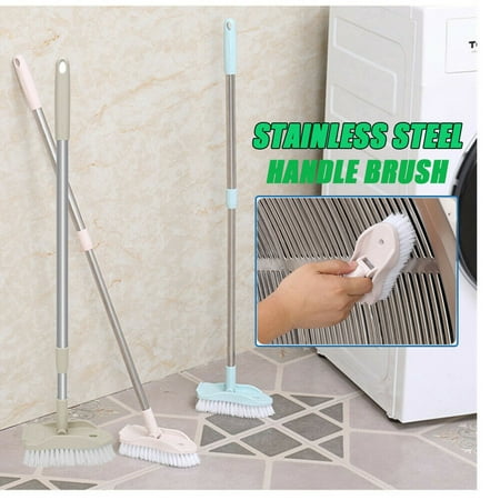 

Floor Scrub Brush with Long Handle -Stiff Brush 2 in 1 Scraper and Brush Tub and Tile Brush for Cleaning Bathroom Patio Kitchen Wall and Deck