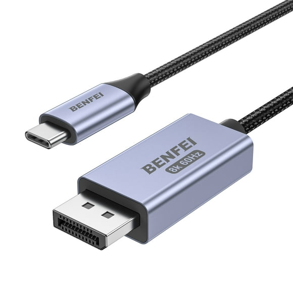 BENFEI Bidirectional USB C to DisplayPort 1.4 Cable 6FT, Support 8K@60Hz 4K@240Hz (Thunderbolt 4 to DisplayPort Cable, DisplayPort to USB C Cable) Grey - Not for Portable USB-C Monitor