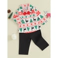 thumbnail image 3 of Wassery Kids Boys Christmas Outfits 6M 12M 18M 24M 3T 4T Toddler Boy Snowflake Deer Christmas Tree Print Long Sleeve Bowtie Shirts and Long Pants 2Pcs Baby Boys Clothes Set, 3 of 8