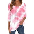 thumbnail image 2 of EchfiProm Winter Tops for Women Pink Tunic Shirts Crew Neck Blouse 3/4 Sleeve Womens Graphic, 2 of 5
