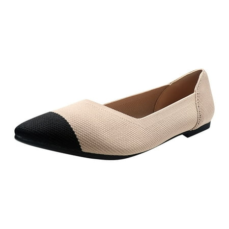 

Dyfzdhu Flat Shoes Comfortable Dress Shoes Pointed Toe Flat Ballet Mesh Knit Flat Dressy Slip On Business Casual Shoes For Women