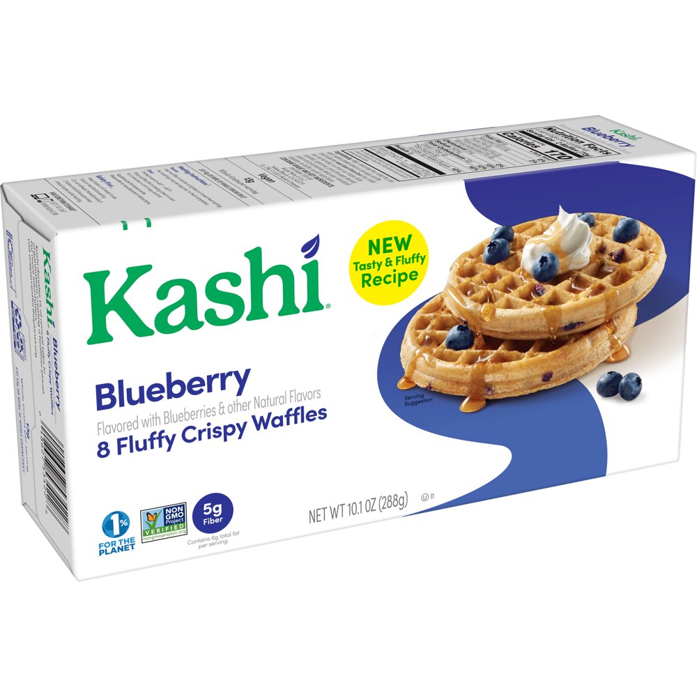 Kashi Frozen Waffles, Blueberry, NonGMO Project Verified, 10.1oz