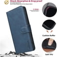 thumbnail image 6 of Case For iPhone 13 / 14【RFID Blocking】with Multi-Card Holder Bills Slot, Calfskin-Texture Vegan Leather Magnetic Wallet Case,Blue,For iPhone 13 / 14, 6 of 10