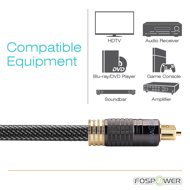 FosPower 6ft Toslink Digital Optical Audio Cable photo 3