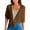 Coffee, variant on Women's Summer Lightweight Short Cardigan Shrug Sheer Tie Chiffon Front Top 3/4 Sleeve Breathable Jacket for Dress White L