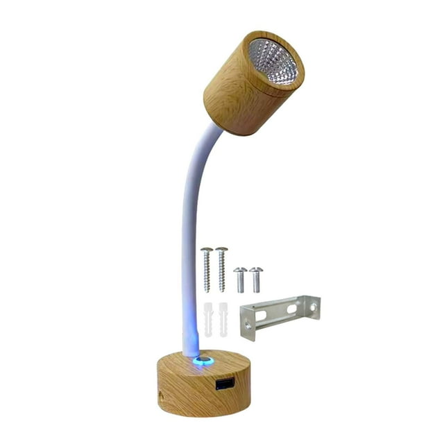 Lámpara de lectura LED para RV con puerto de carga USB, accesorios ajustables Luz cálida 3000K