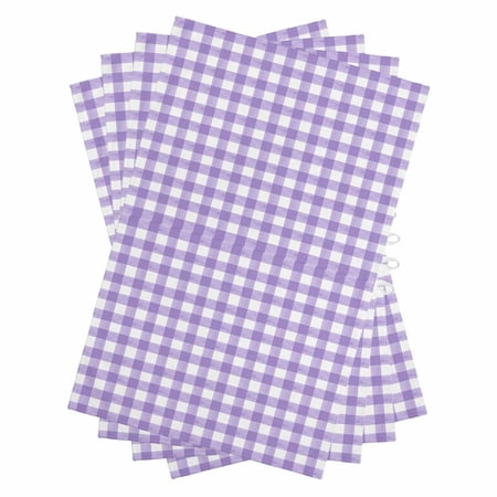 Purple Kitchen Towels Set of 4 Water Absorbent Dish Towel Country French Rustic Buffalo Plaid Modern Art Decorative Hand Towels - Quick Drying Cloth for Cooking Baking 18x28 Inch