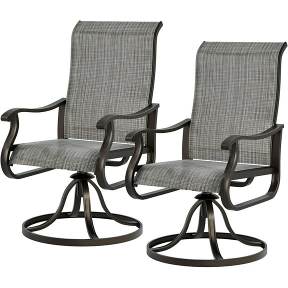 Techmilly Outdoor Dining Chairs , Patio Swivel Chairs Set of 2, Support 400lbs , Light Grey