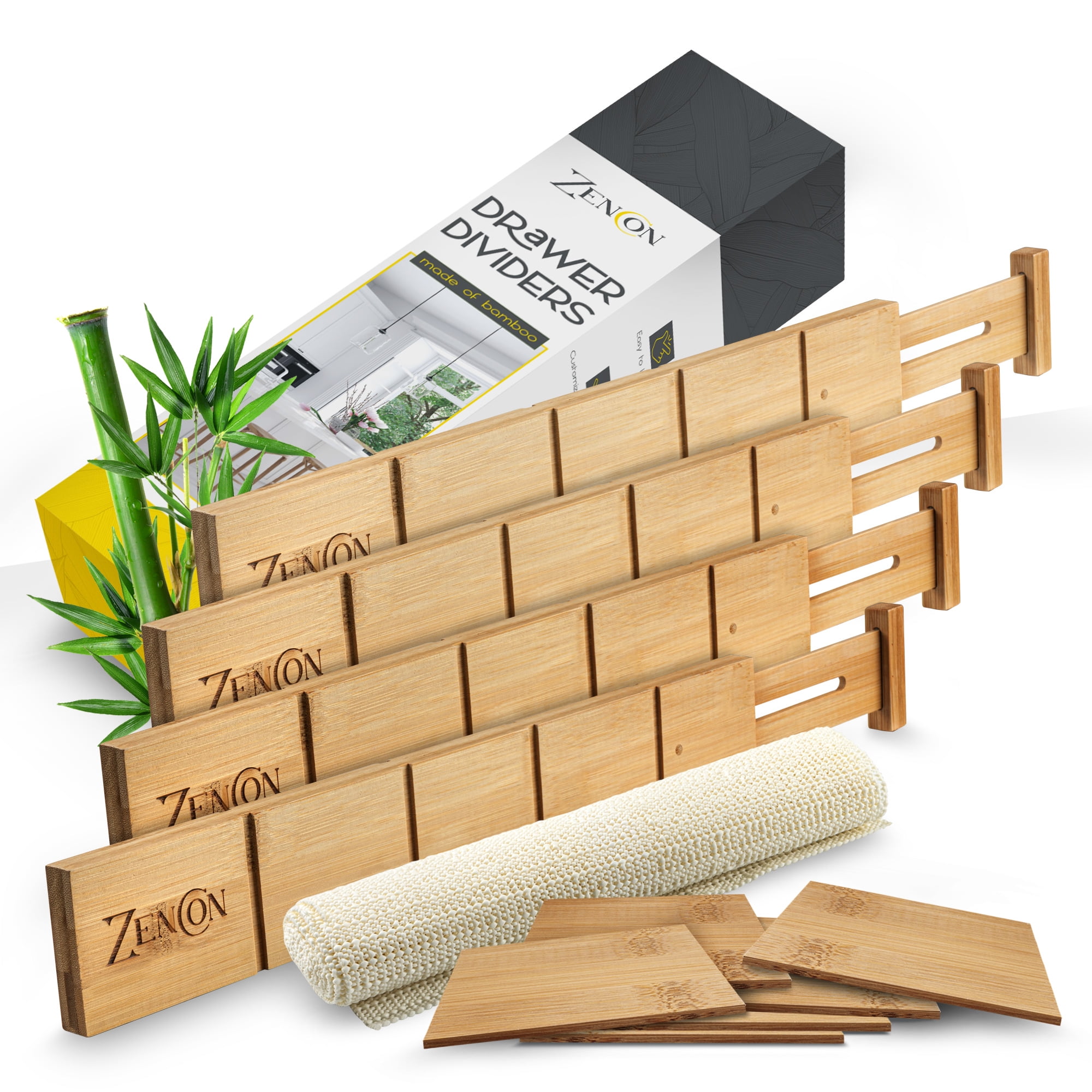 ZENCON Kitchen & Dresser Drawer Dividers with Inserts & Liner