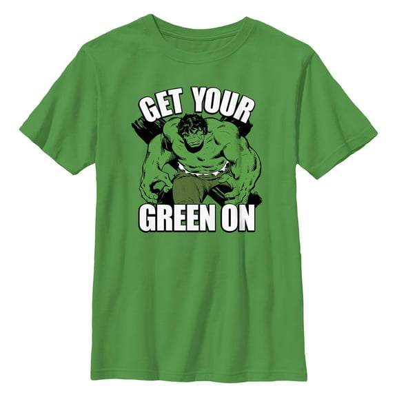 Boy's Marvel St. Patrick's Day Hulk Green On Graphic T-Shirt