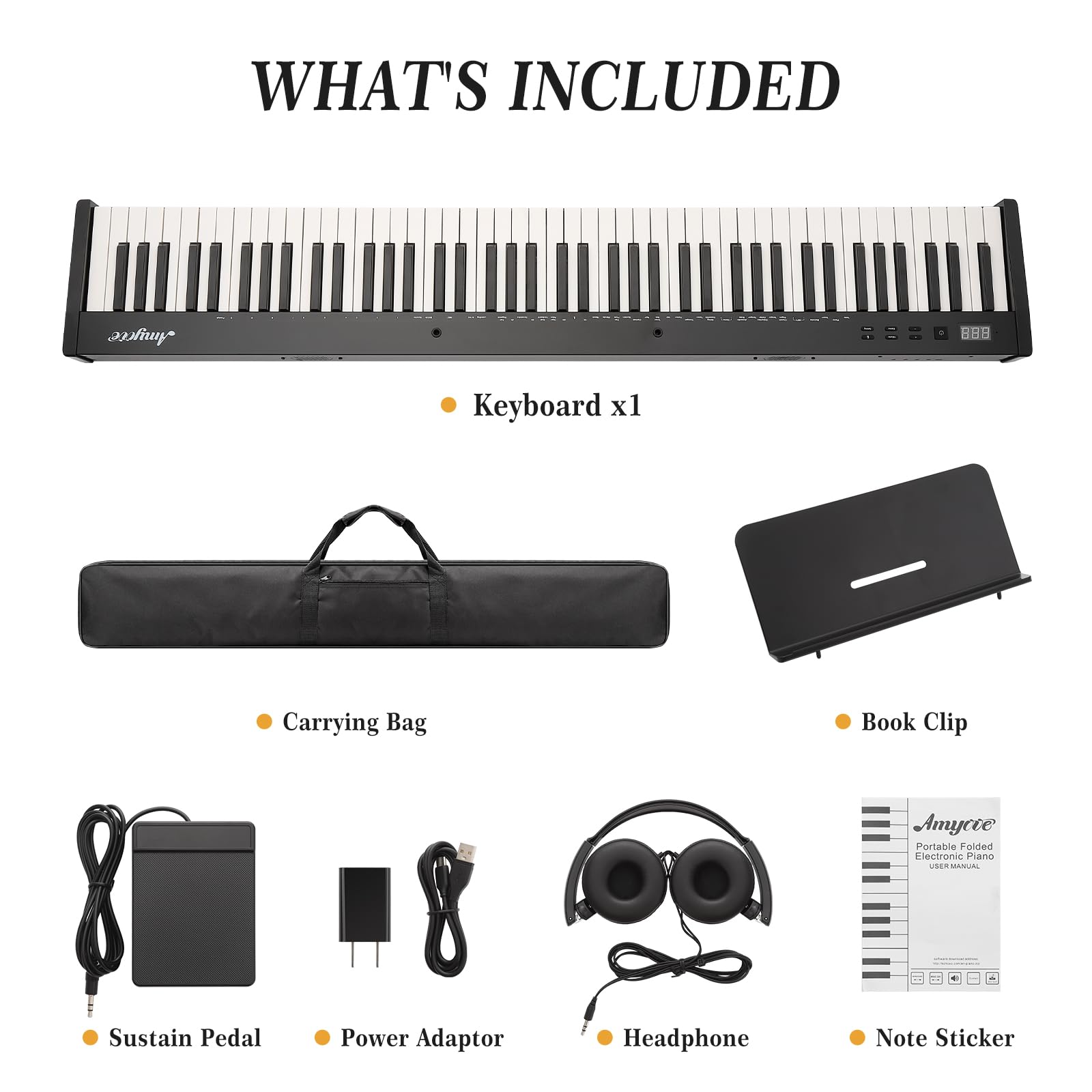 Huisuilinss 88 Key Keyboard Piano,Portable Electric Digital Piano With Semi Weighted 88 Keys,Compact Electric Piano Keyboard Set With Power Supply,Stand,Carrying Case,Headphones For Beginners