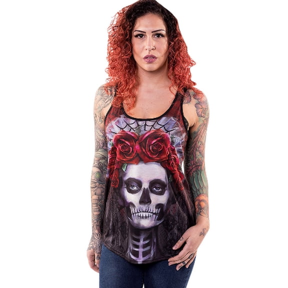Lethal Threat Dark Widow Razor Back Womens Tank Top Black MD
