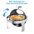 thumbnail image 4 of QinaQin Ensemble de Réchauds de Buffet à Dessus Roulé de 6 Pintes, Réchaud Rond avec Couvercle Visible, Comprend des Plateaux pour Aliments et Eau, en Acier Inoxydable, Convient aux Fêtes, Banquets et Autres Services de Traiteur, 4 of 6
