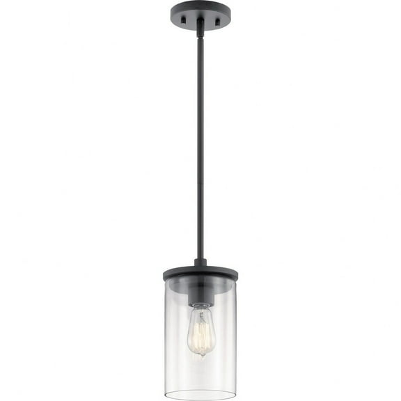1 Light Contemporary Minimalist Mini Pendant Light Fixture with Clear Glass-Black Finish Bailey Street Home 147-Bel-4187320