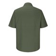 thumbnail image 5 of MIUOWANP Men's Short Sleeve Shirts Button Down Color Blocking Casual Loose Breathable Lapel Beach Shirt Size XL(10)Army Green, 5 of 5