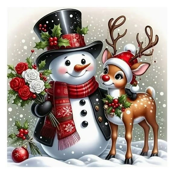 Snowman Stamped Cross Stitch Kits for Adults,Christmas Embroidery Kits for Beginners Adults,Cross Stitch Kits for Adults Arts Craft