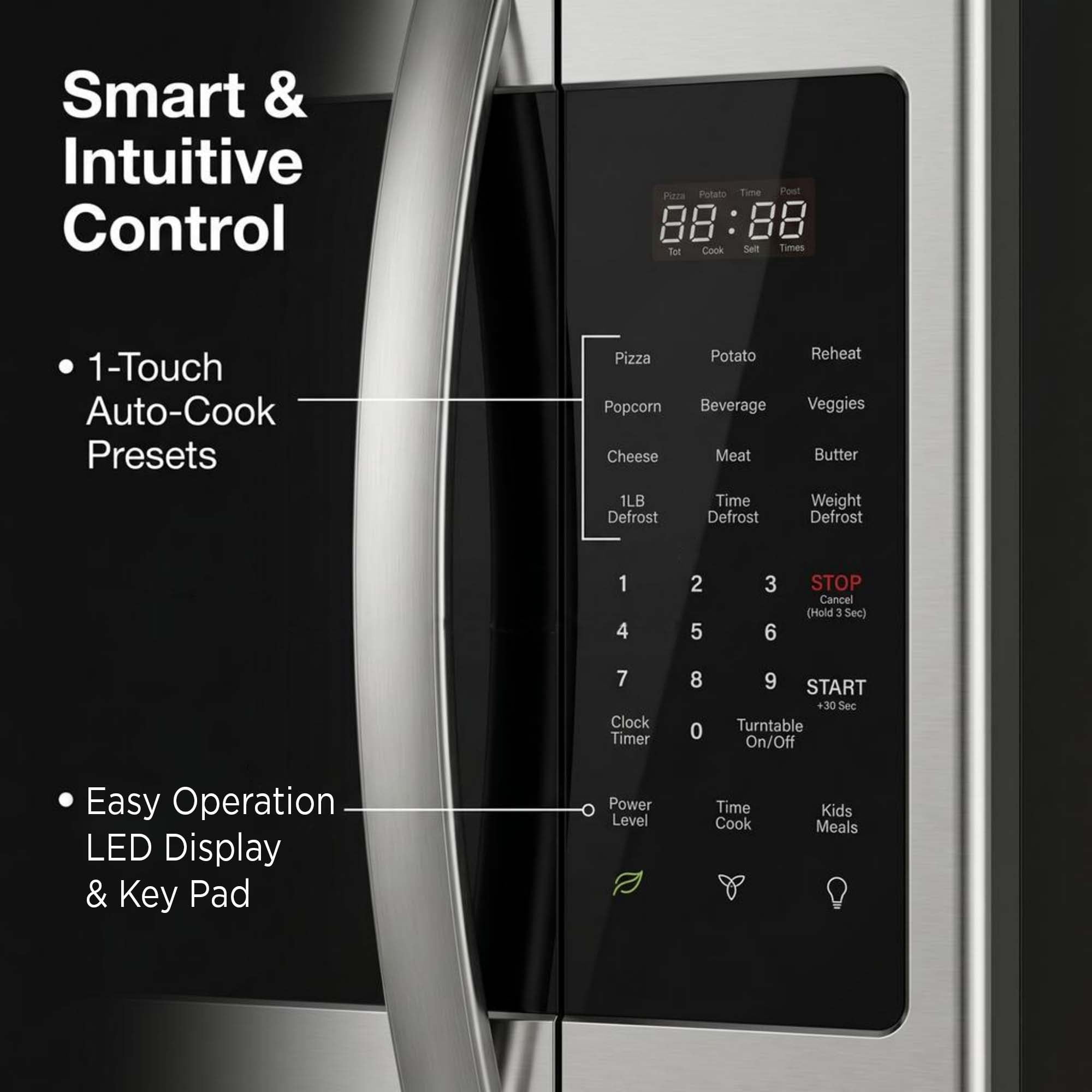 Magnavox 1.7 cu ft 1000 Watt 300 CFM Over the Range Microwave Oven, LED Display  Child Lock, Stainless Steel