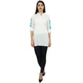 thumbnail image 2 of Phagun Women's Casual 3/4 Sleeve White Cotton Modal Embroidered Tunic Shirt-20, 2 of 9