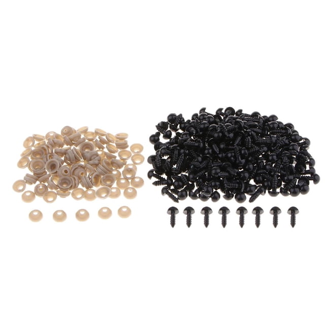 200pcs De Plástico Colorido Ojos De Seguridad Para Juguete Muñeca Craft DIY Sunnimix Ojos de juguete Muñeca Ojos negros