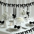 thumbnail image 4 of Black Satin Ribbon Decorations,Set of 2 Resuble Bow Garland Banner,QZS Pre-Strung Ribbon Festive Supplies for Birthday,Wedding Party, 4 of 6