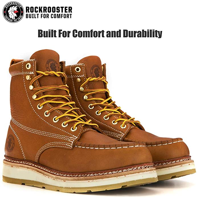 ROCKROOSTER Men's Comfortable Work Boots Norwood Non-Slip XWide Casual Shoes, Oil Resistant water resistant TPU outsole Steel shank Poron XRD, Coolmax, ASTM F2892-18 EH, Anti-Fatigue 7" AP611-11.5 - image 2 of 7