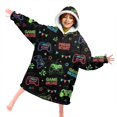 thumbnail image 4 of Game Controller Black Pattern Lamb Fleece Blanket Hoodies for Teens ,Teens Oversize Sherpa Wearable Hooded Blanket Sweatshirt with Super Pockets, 4 of 6