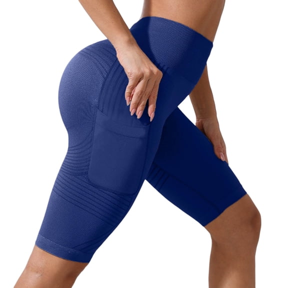 Arlun 3D Anti Cellulite Leggings with Pockets Slim Move Cellulite High Waisted Workout Shorts for Women Push-Up Sculpting Tummy Control Yoga Fitness Pants Navy XL