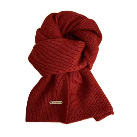 Warm Autumn Winter Scarf, Unisex Solid Color Winter Neck Warmer Knitted Wool Scarf