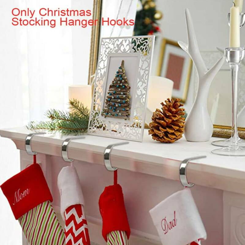 Details about   Christmas Stocking Hook Kitchen Fireplace Socking Holder Metal Hanger Grip 
