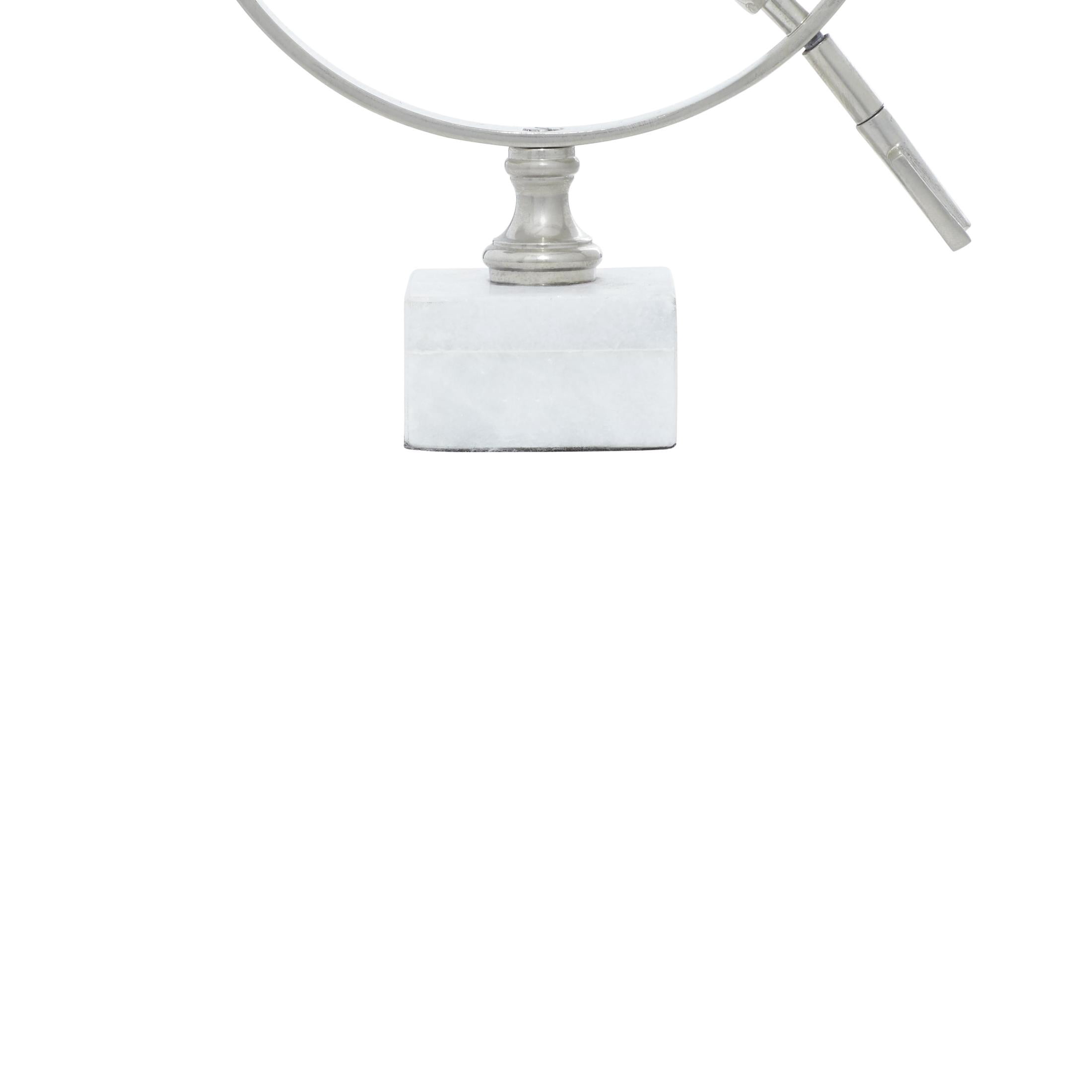 DecMode 10" Silver Armillary Globe with Marble Base