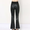 thumbnail image 5 of BKQCNKM Flare Leggings For Women Flared Leggings Women'S Stitching Imitation Leather Bell Bottoms Elastic Slim Leather Pants Flare Leggings Black L, 5 of 6