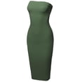 thumbnail image 3 of Women's Sexy Scuba Crepe Tube Top Body-Con Midi Dress in Various Colors, 3 of 3