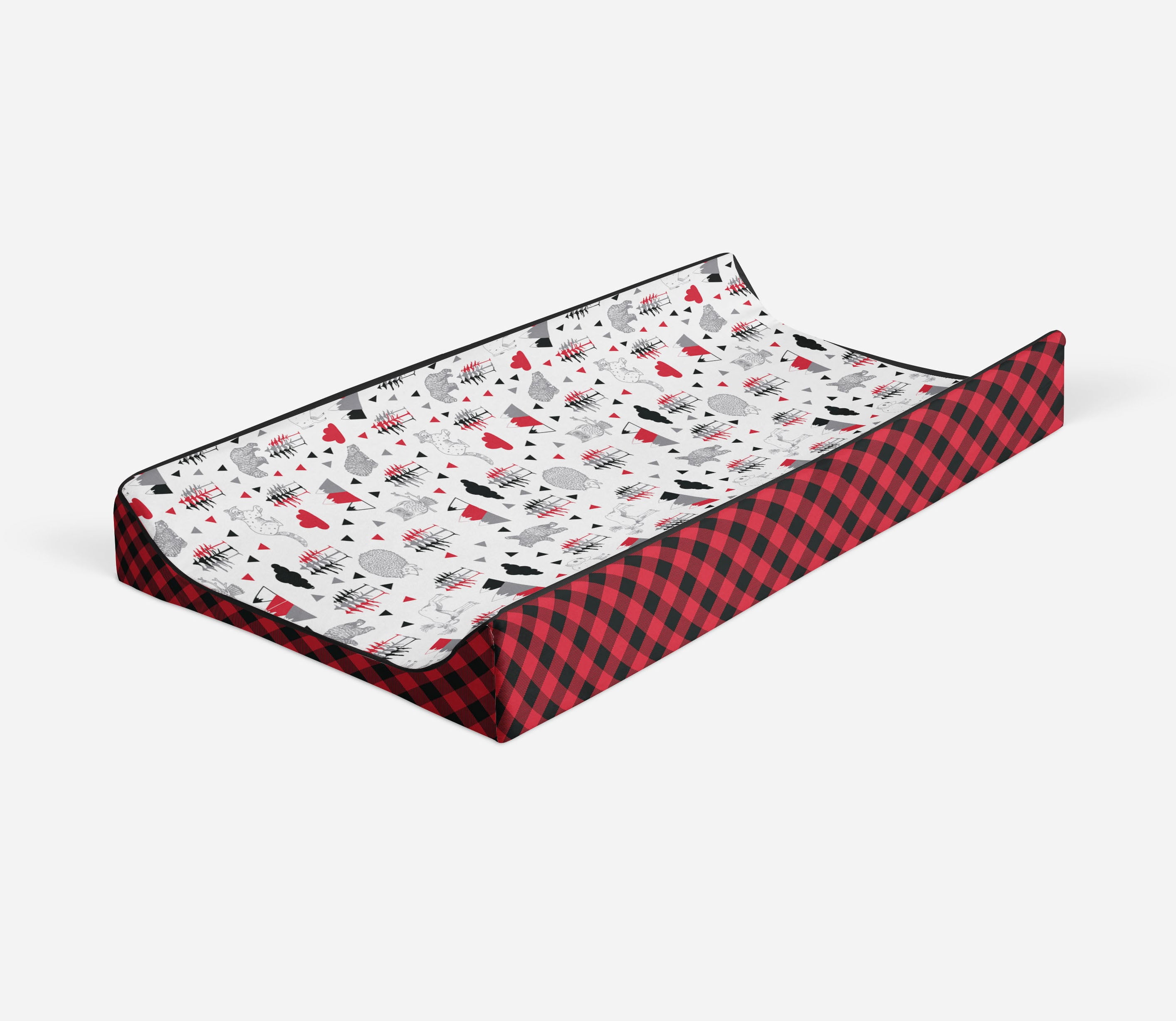 Bacati - Lumberjack Red/Black/Gray Quilted Changing Pad Cover