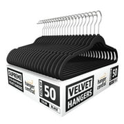 Hanger Central 50 Pack Black Velvet Hangers Non Slip Space Saving with Swivel Hook