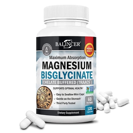 Balincer Magnesium Bisglycinate Supplement, 120 Veggie Capsules, High Absorption, Supports Relaxation & Vitality