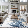 thumbnail image 3 of Large Area Rugs for Living Room Bedroom, Blue Eucalyptus Coastal 6'x9' Rug Washable Carpet Runner Indoor Outdoor, Beach Starfish Shell Nautical Non Slip Floor Mats Rug for Kitchen, Playroom, 3 of 8