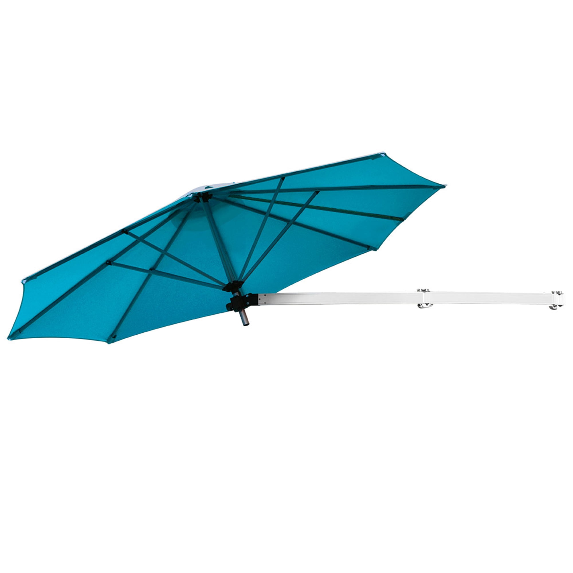 Topbuy 8ft Wall Mounted Cantilever Umbrella Patio Adjustable Tilting Sunshade Umbrella Blue