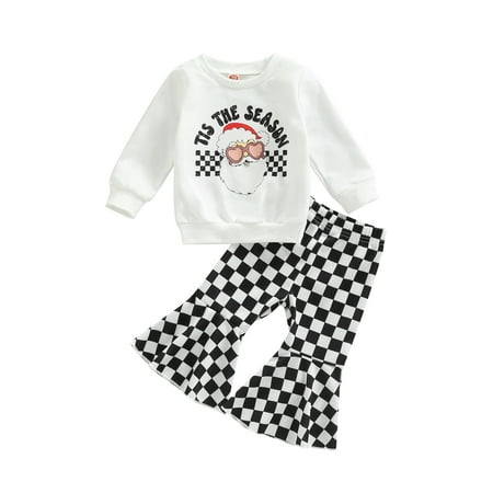 

Ma&Baby Baby Boy Girl Christmas Outfits Sweatshirt Pants Set Clothes Bell Bottoms Flare Pants Set 0-3 Years