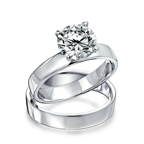 Bling Jewelry Womens Classic Simple 2CT Cubic Zirconia Cocktail Statement Ring in Sterling Silver