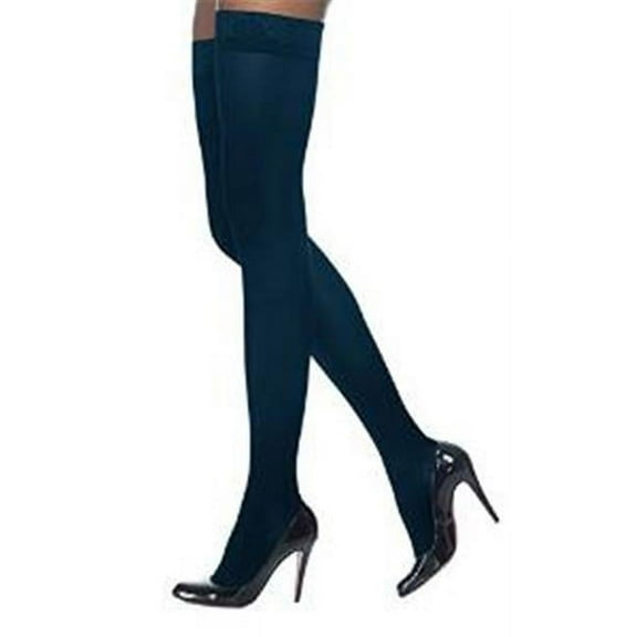 Sigvaris Style 842 Soft Opaque 20-30 Closed Toe Thigh High Compression Stockings w/Grip Top Midnight Blue SL Long
