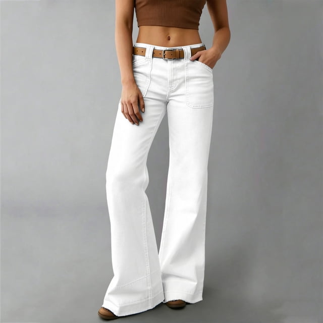 TaTaai Women Loose Straight Wide Leg Washed Denim Jeans Versatile Casual Trousers No Belt Ladies Weekend Outdoor Vacation Wear Soft No Fading Comfortable Denim Pants Gift