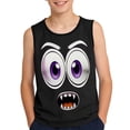 thumbnail image 2 of Boys Graphic Tank Top Funny Monster Face Print Kids Sleeveless Muscle Tee Cartoon T-Shirt Black Summer Play Cotton Polyester Spandex,Size 6 T, 2 of 6