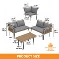 thumbnail image 6 of Craftian Patio Furniture Set, 4 Pieces Outdoor Conversation Set with L-Shaped Sofa and Side Table - Gray, 6 of 9