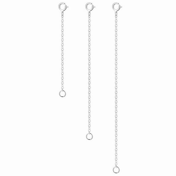 Alexcraft 3 Pcs Necklace Extenders for Women 925 Sterling Silver Durable Strong Removable Necklace Bracelet Anklet Extension Jewelry Making Chains