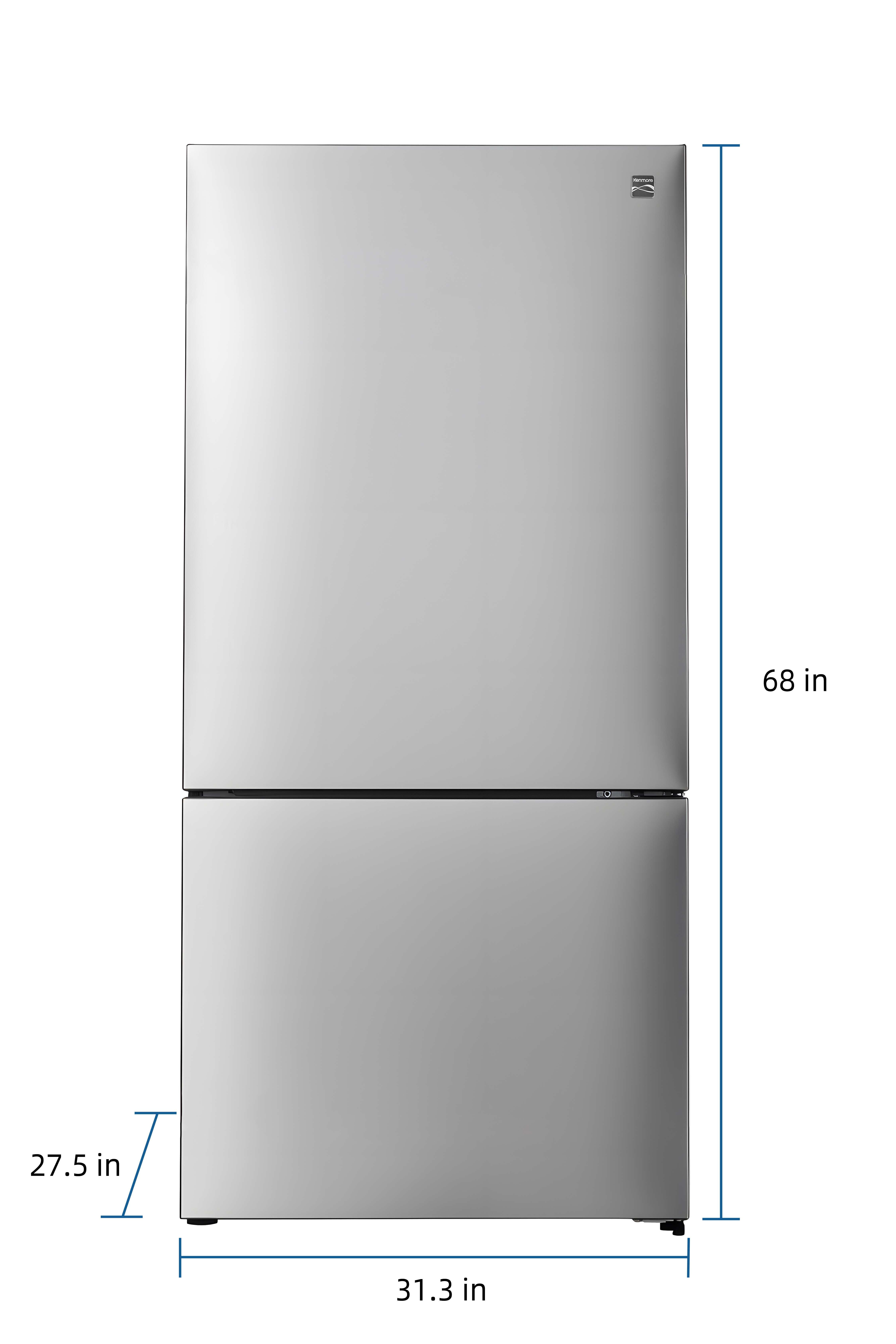 Kenmore 31" 17.8 Cu. ft. Capacity Counter-Depth Refrigerator with Bottom Freezer, Fingerprint Resistant Stainless Steel