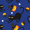 Cats Pumpkins Blue, variant on Halloween Creepy Black Cats on Orange 100% Cotton Fabric