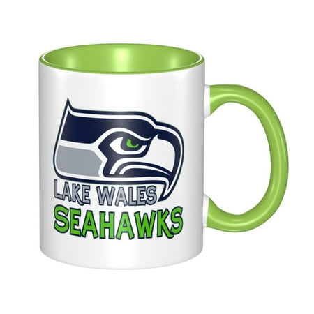 

Seattle_Seahawks 11 Oz Originality Coffee Mugs Large Water Mugs With Handle Porcelain Coffee Cup Thank You Gifts For Mom Dad And Friends Green