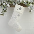 thumbnail image 2 of Personalization Mall Season's Sparkle Embroidered Initial Ivory Stockings, 2 of 4