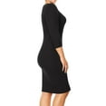 thumbnail image 2 of Moa Collection Bodycon Midi Dress, Women's Plus Size, 3/4 Sleeve, Solid, 2 of 5