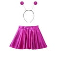 thumbnail image 3 of iiniim Kids Girls Halloween Cosplay Outfits Metallic Shiny High Waist Skirt with Hair Hoop Set Rose Red 10, 3 of 7